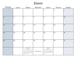 Calendario Mensual Rellenable General bisiesto con el 1 de Enero que cae en Jueves (Formato de Domingo a Sábado)