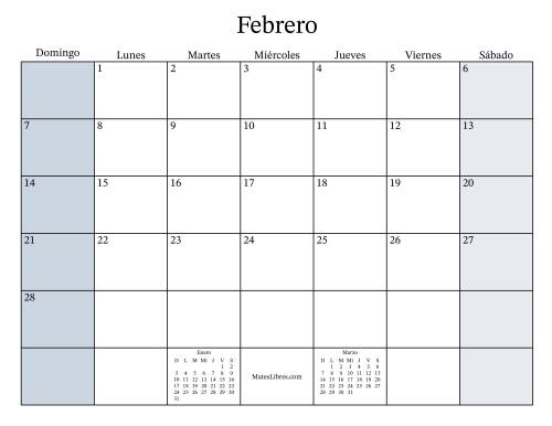 La hoja de ejercicios de Calendario Mensual Rellenable General con el 1 de Enero que cae en Viernes (Formato de Domingo a Sábado) (Viernes) Página 2