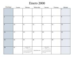 Calendario Mensual Rellenable del Año 2000