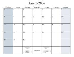 Calendario Mensual Rellenable del Año 2006