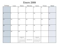 Calendario Mensual Rellenable del Año 2008