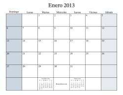 Calendario Mensual Rellenable del Año 2013