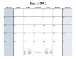 Calendario Mensual Rellenable del Año 2015