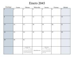 Calendario Mensual Rellenable del Año 2045