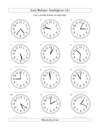 Leer la Hora en un Reloj Analógico en Intervalos de 1 Minuto