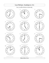 Leer la Hora en un Reloj Analógico en Intervalos de 30 Minutos