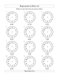 Representar la Hora en un Reloj Analógico en Intervalos de 5 Minutos