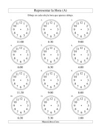 Representar la Hora en un Reloj Analógico en Intervalos de 30 Minutos