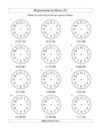 Representar la Hora en un Reloj Analógico en Intervalos de 30 Segundos