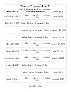 Hallar la Fecha Final, la Fecha Inicial o el Tiempo Transcurrido, con Intervalo de Varios Dís, Semanas, Meses y Años