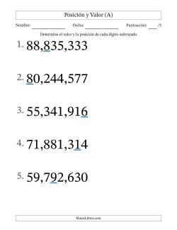 Determinar Posición y Valor desde Las Unidades hasta Las Decenas De Millón (Formato Grande)