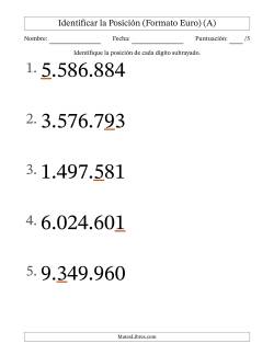 Identificar Posición desde Las Unidades hasta Los Millones (Formato Grande), Formato Europeo